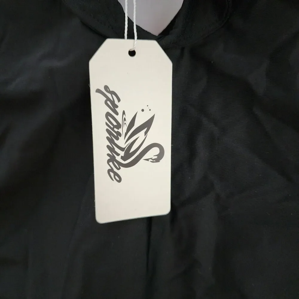 Nwt‎ Medium Black Ruffled One-piece Swimsuit